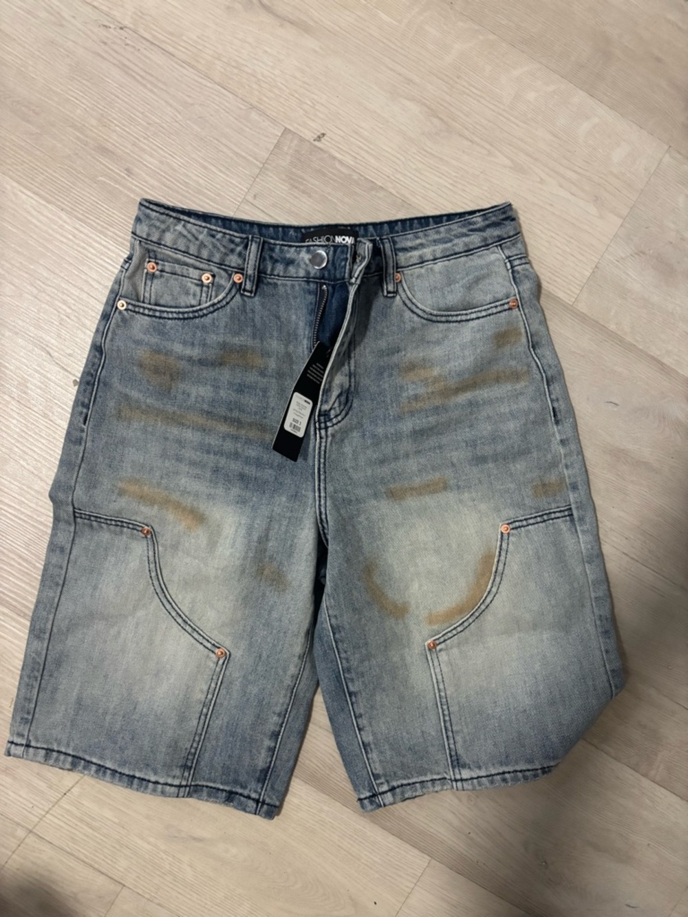 Fashion Nova Light Blue Distressed Denim Shorts